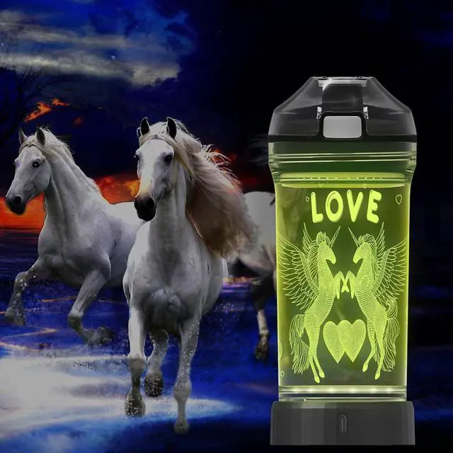 Alt view image 3 of 7 - Lightzz Kids Water Bottle with 3D Glowing Unicorn LED Light - Tritan BPA Free - Creative Ideal Travel Cup Fairy Gift for Back to School Girl Child Holiday Camping Picnic (Unicorn 14 Oz)