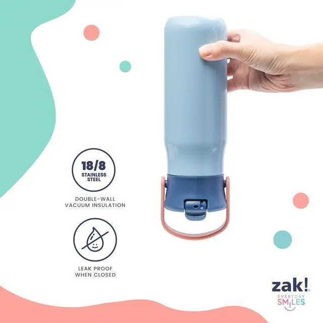 Alt view image 4 of 7 - Zak Designs Barbie Harmony Water Bottle for Travel or At Home, 20oz Stainless Steel is Leak-Proof When Closed and Vacuum Insulated with Straw Lid and Carry Handle (Pink)
