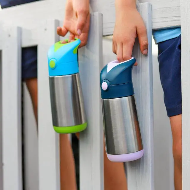 Alt view image 6 of 7 - b.box 12 oz Insulated Water Bottle - Keeps Drinks Cold 8 Hours, Warm 6 Hours, Triple Wall Stainless Steel Kids Water Bottle w/Free Flow Silicone Straw, Leakproof & Dishwasher Safe