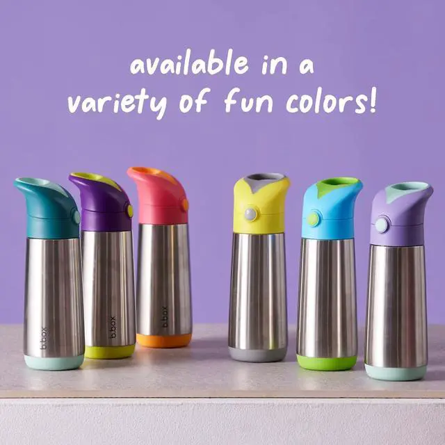 Alt view image 7 of 7 - b.box 12 oz Insulated Water Bottle - Keeps Drinks Cold 8 Hours, Warm 6 Hours, Triple Wall Stainless Steel Kids Water Bottle w/Free Flow Silicone Straw, Leakproof & Dishwasher Safe