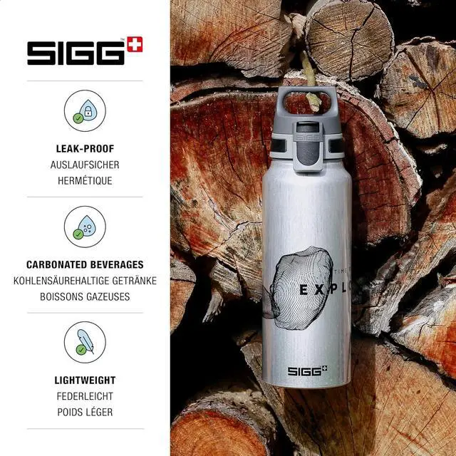 Alt view image 3 of 6 - SIGG - Metal Water Bottle - WMB Pathfinder - Made in Switzerland - Carbonated Drinks - Wide Mouth - Lightweight - 34 Oz