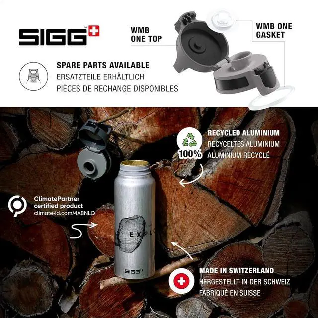 Alt view image 4 of 6 - SIGG - Metal Water Bottle - WMB Pathfinder - Made in Switzerland - Carbonated Drinks - Wide Mouth - Lightweight - 34 Oz