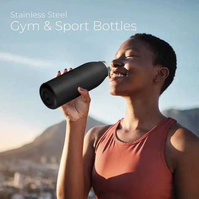 Alt view image 2 of 7 - SipX Triple-Insulated Stainless Steel Water Bottle - 32oz. With Cover Lid, BPA-Free Reusable Insulated Water Bottle Keeps Cold For 24 Hours, (Black)