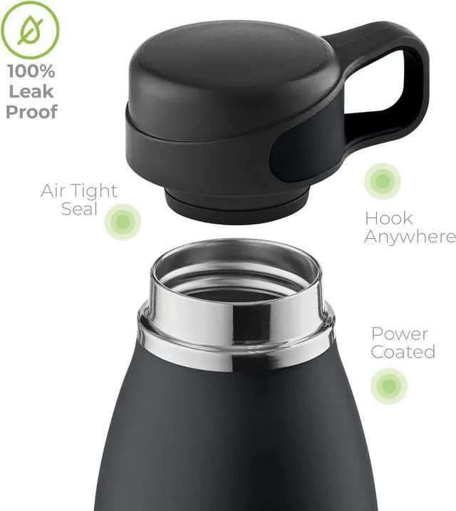 Alt view image 5 of 7 - SipX Triple-Insulated Stainless Steel Water Bottle - 32oz. With Cover Lid, BPA-Free Reusable Insulated Water Bottle Keeps Cold For 24 Hours, (Black)