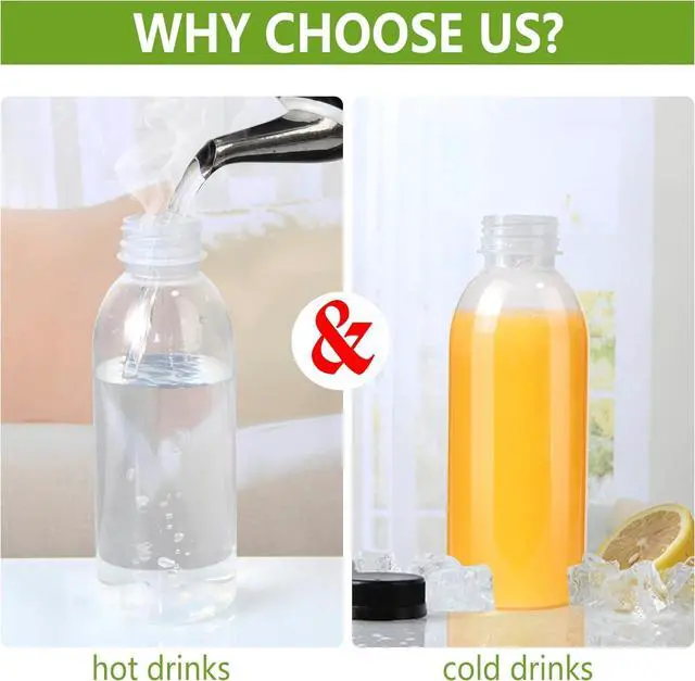 Alt view image 3 of 6 - 12 Pack 15oz(450ml) PP Heat-Resistant Plastic Juice Bottles With Caps-Plastic Smoothie Bottles-Reusable Bulk Beverage Containers with Lids For Juice, Beverage(Dishwasher Safe)