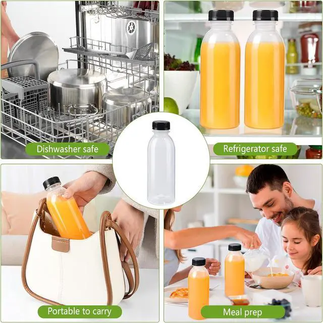 Alt view image 6 of 6 - 12 Pack 15oz(450ml) PP Heat-Resistant Plastic Juice Bottles With Caps-Plastic Smoothie Bottles-Reusable Bulk Beverage Containers with Lids For Juice, Beverage(Dishwasher Safe)