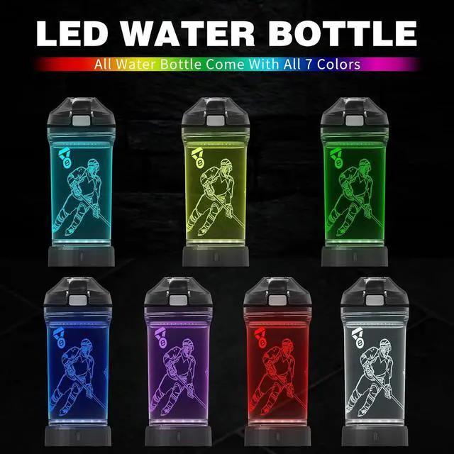 Alt view image 2 of 7 - YuanDian Hockey Gifts for Boys, Light Up Water Bottle - 14 OZ Tritan BPA Free Eco-Friendly - Cool LED Sport Cups Gift for Hockey Player School Kids Girl Child Christmas Holiday