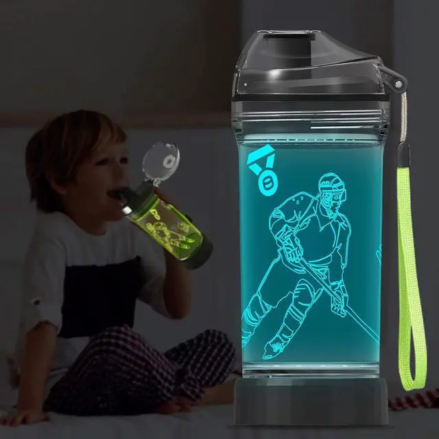 Alt view image 7 of 7 - YuanDian Hockey Gifts for Boys, Light Up Water Bottle - 14 OZ Tritan BPA Free Eco-Friendly - Cool LED Sport Cups Gift for Hockey Player School Kids Girl Child Christmas Holiday