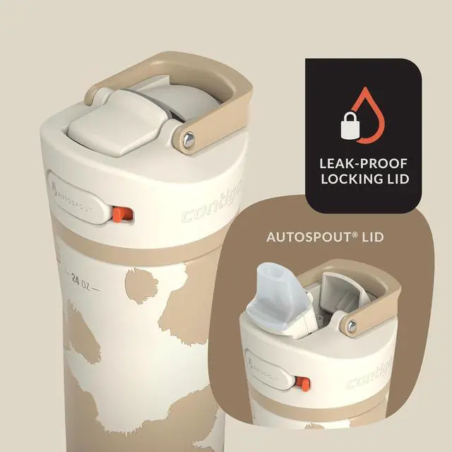 Alt view image 4 of 7 - Contigo x Ally Love Stainless Steel Vacuum-Insulated Water Bottle with AUTOSPOUT Easy-Clean Lid Leak-proof Drinking Keeps drinks cold for 24 hours BPA-Free 24oz. Ashland Chill 2.0 Oatmilk