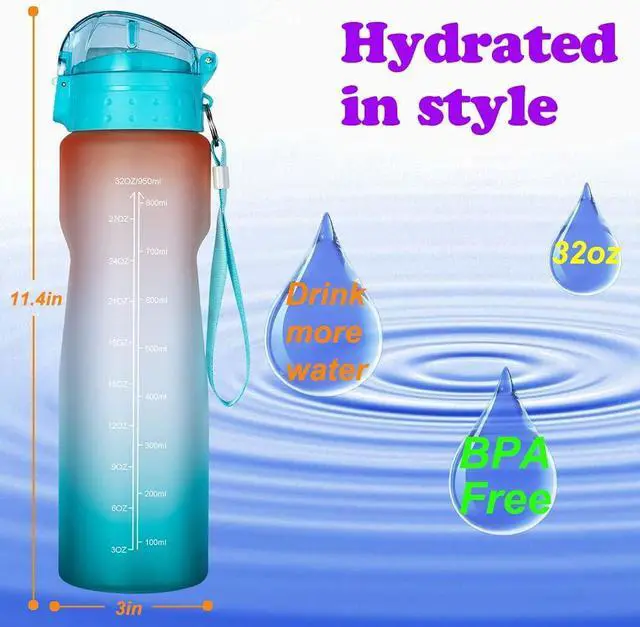 Alt view image 2 of 5 - Goothdurs 24oz/32oz/50oz Motivational Water Bottle with Time Marker Reminder  Water Tracker Bottles with Times to Drink - Leak-Proof BPA Free Hydration Sports Daily Water Bottle Jug