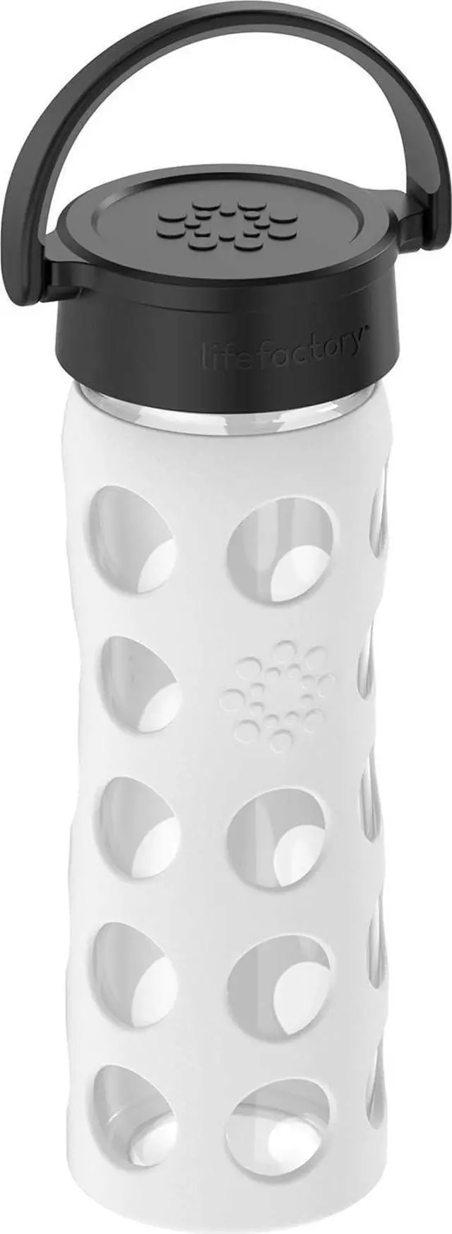 Alt view image 2 of 7 - Lifefactory 16-Ounce BPA-Free Glass Water Bottle with Classic Cap and Protective Silicone Sleeve, Optic White