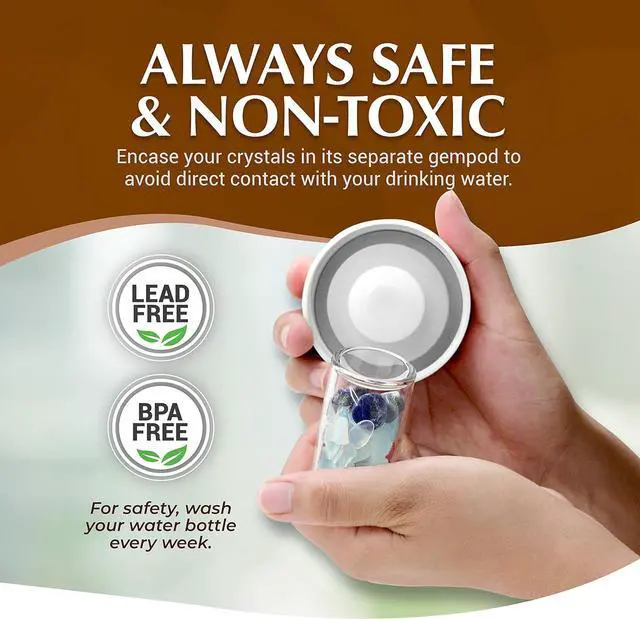 Alt view image 4 of 7 - Almeara Crystal Water Bottle with Authentic Lapis Lazuli, Opal Stones & Aquamarine Removable Gemstones, Loose Leaf Tea Infuser - Relaxation, Healing & Spiritual Gifts for Women - Witchcraft Supplies