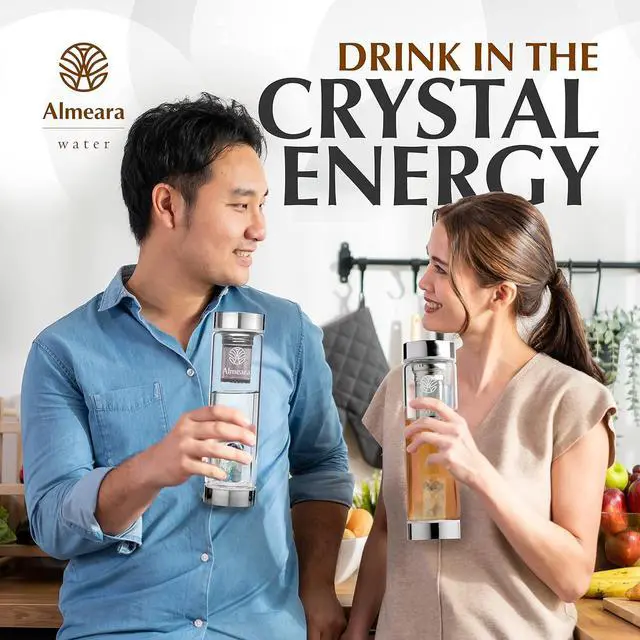 Alt view image 7 of 7 - Almeara Crystal Water Bottle with Authentic Lapis Lazuli, Opal Stones & Aquamarine Removable Gemstones, Loose Leaf Tea Infuser - Relaxation, Healing & Spiritual Gifts for Women - Witchcraft Supplies