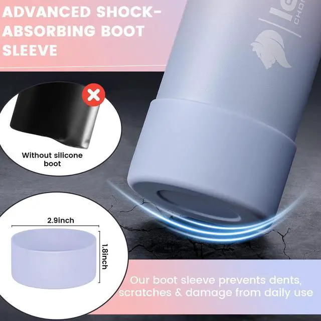Alt view image 5 of 7 - Water Bottle 22oz, Triple Walled Insulated Stainless Steel Reusable Bottle, Silicone Sleeve, 2 Lids (Spout lid & Straw lid w/2 straw), Metal Mug Gallon, BPA Free, Pinky