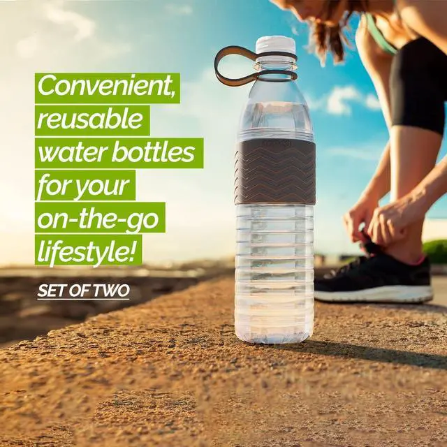 Alt view image 2 of 7 - Copco Hydra 20 oz Tritan Water Bottle with Spill Resistant Lid & Non-Slip Sleeve (Set of 2) - BPA-Free, Dishwasher Safe, Fits Cup Holders, Great for Gym, Travel, Office - Durable & Lightweight (Grey)