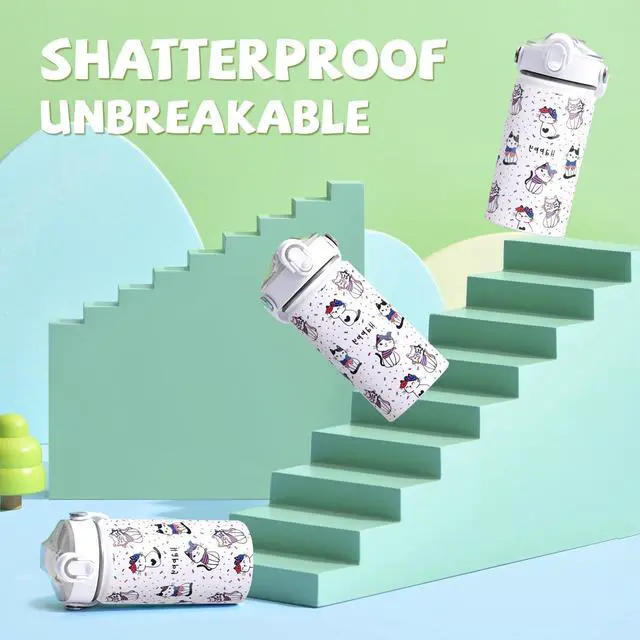 Alt view image 5 of 7 - SENDESTAR Metal Insulated Water Bottle - 12oz/18oz BPA-FREE 18/8 Stainless Steel Travel Tumbler Double Wall Vacuum Leak Proof Kids Cup with Straw for Kids, School Boys Girls(