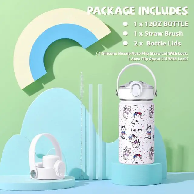 Alt view image 6 of 7 - SENDESTAR Metal Insulated Water Bottle - 12oz/18oz BPA-FREE 18/8 Stainless Steel Travel Tumbler Double Wall Vacuum Leak Proof Kids Cup with Straw for Kids, School Boys Girls(