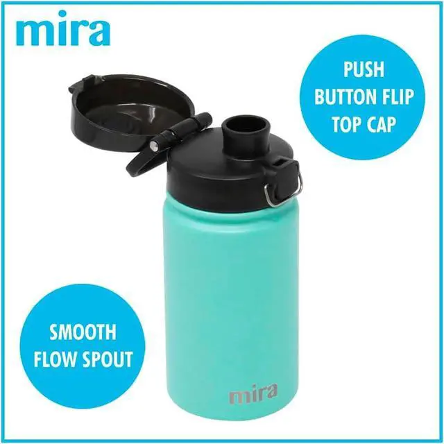 Alt view image 2 of 7 - MIRA 12 oz Water Bottle with Spout Lid  Small Portable Vacuum Insulated Stainless Steel Thermo Flask for Travel, Hiking, Gym - Teal