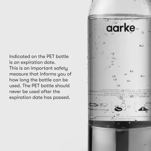 Alt view image 5 of 6 - Aarke Extra PET Stainless Steel Reusable Bottle for Carbonator l, ll, and 3, BPA-Free and Non-Toxic, 1L/34 fl oz (2-Pack)
