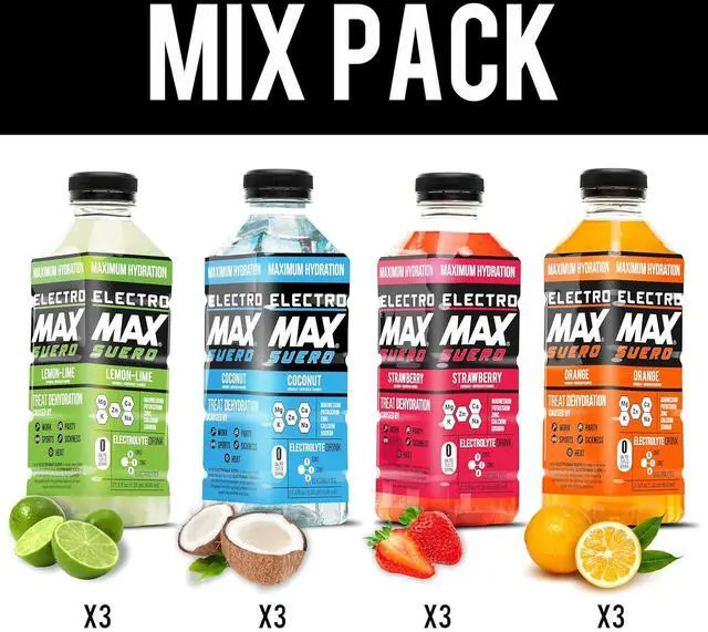 Alt view image 3 of 6 - ELECTROMAX SUERO - Zero Sugar Electrolyte Drink  12-Pack Mix (21.3 Fl Oz Each), Hydration for Sports, Recovery, and Daily Use  Magnesium, Potassium, Zinc, Calcium  Zero Calories. (Mix Pack)