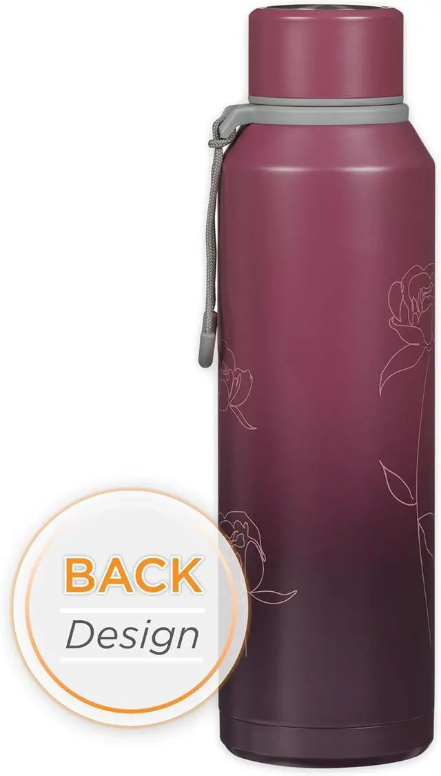 Alt view image 2 of 7 - Christian Art Gifts Stainless Steel Double Wall Vacuum Sealed Insulated Water Bottle for Women: Trust in the Lord Bible Verse, Leak/Spill-proof, Scratch Resistant, Wide Mouth, Cute Plum Purple, 24 oz