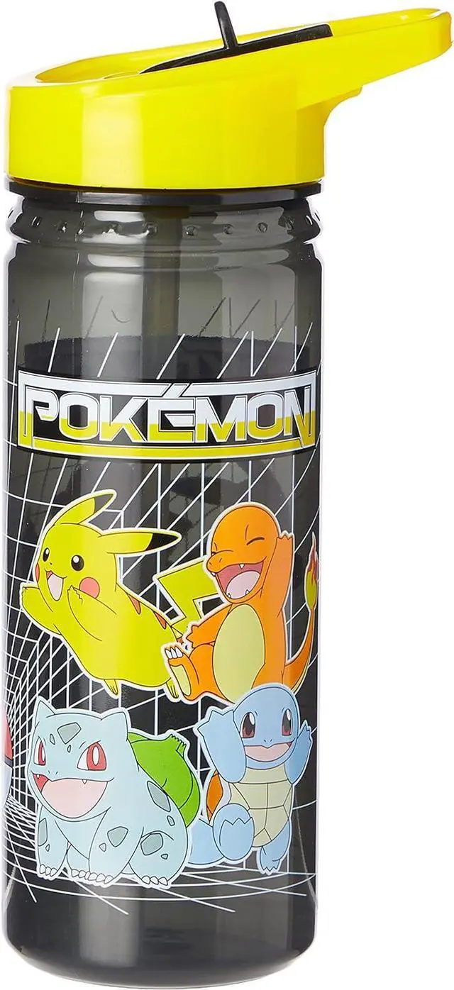 Main image of Pokemon Plastic Drinking BPA Free Water Bottle with Removable Straw, Pikachu Print, Leakproof Lid, Reusable, Lightweight, Durable Perfect for Kids & Adults-600ml, Multi, One Size