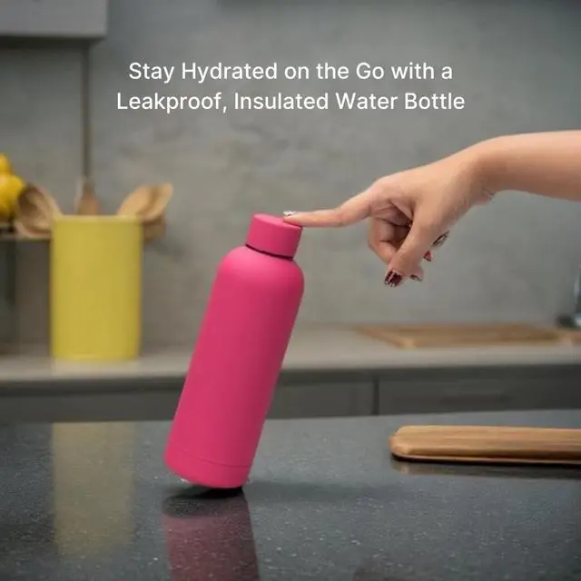 Alt view image 3 of 7 - Matte Finish Stainless Steel Water Bottle | Vacuum Insulated Travel Bottle | Hot & Cold Water Bottle | Smooth Rubber Finish Water Bottle (Pink)