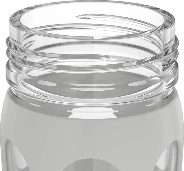 Alt view image 3 of 6 - Lifefactory Active Flip Cap and Protective Silicone Sleeve, Stone Gray 22-Ounce Glass Water Bottle, 22oz