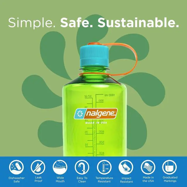Alt view image 2 of 5 - Nalgene Sustain Tritan BPA-Free Water Bottle Made with Material Derived from 50% Plastic Waste, 32 OZ, Narrow Mouth, Pear