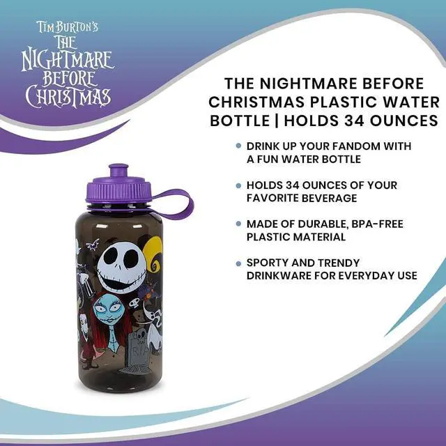 Alt view image 7 of 7 - Nightmare Before Christmas Disney's The Water Bottle | BPA-Free Large Plastic Water Jug With Screw Top Lid | Hydration For Outdoor Sports, Gym, Yoga | Holds 34 Ounces
