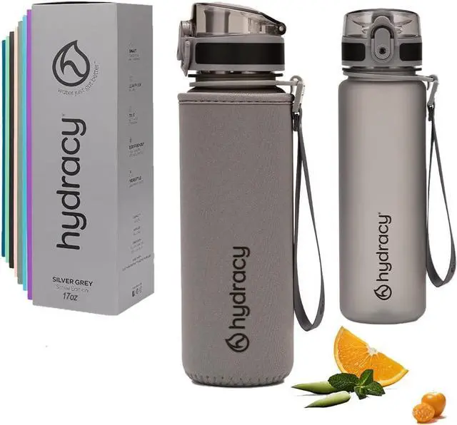 Main image of Hydracy Water Bottle with Time Marker -Large BPA Free Water Bottle & No Sweat Sleeve -Leak Proof Gym Bottle with Fruit Infuser Strainer & Times to Drink -Ideal for Fitness Sports & Outdoors