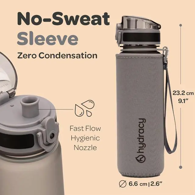 Alt view image 5 of 7 - Hydracy Water Bottle with Time Marker -Large BPA Free Water Bottle & No Sweat Sleeve -Leak Proof Gym Bottle with Fruit Infuser Strainer & Times to Drink -Ideal for Fitness Sports & Outdoors