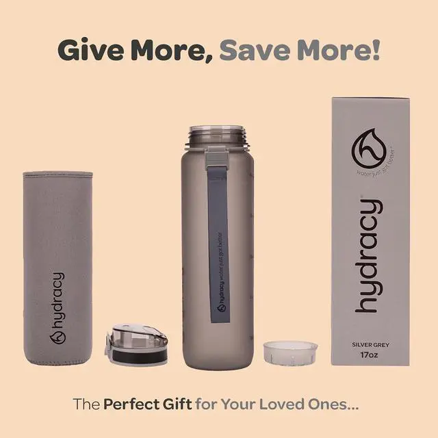 Alt view image 6 of 7 - Hydracy Water Bottle with Time Marker -Large BPA Free Water Bottle & No Sweat Sleeve -Leak Proof Gym Bottle with Fruit Infuser Strainer & Times to Drink -Ideal for Fitness Sports & Outdoors