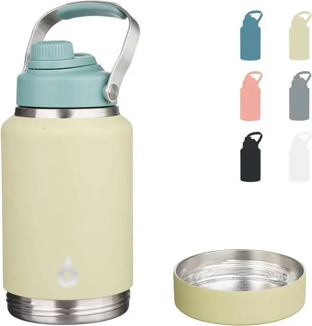 Main image of BJPKPK 64oz Insulated Water Bottles, Dishwasher Safe Half gallon Water Bottle with Metal Handle, BPA Free Spout Lid & Detachable Bowl, Large Stainless Steel Jugs, Chartreuse
