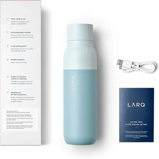 Alt view image 5 of 7 - LARQ Bottle PureVis 17 oz - Self-Cleaning and Insulated Stainless Steel Water Bottle with UV Water Purifier and Award-winning Design | Reusable & Travel Friendly, Seaside Mint