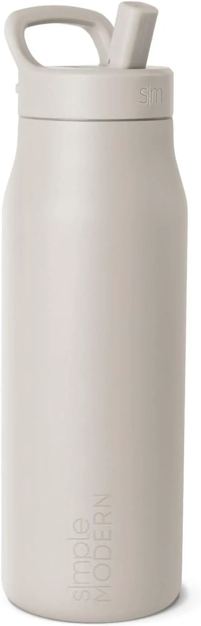 Main image of Simple Modern Water Bottle with Push Button Straw Lid | Ceramic-Lined Insulated Stainless Steel | Travel Water Bottles for Gym & Sports | Leak Proof | Mesa Signature Collection | 34oz, Almond Birch