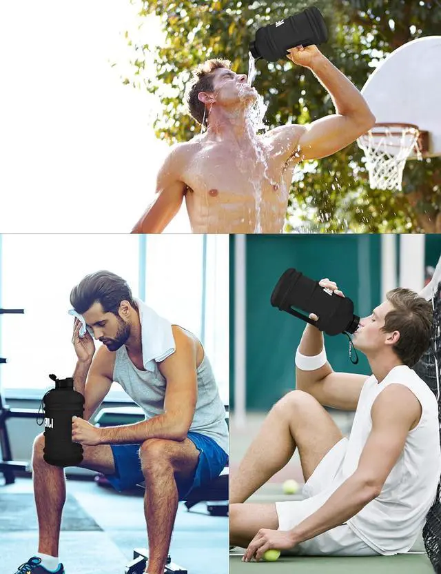 Alt view image 7 of 7 - VENNERLI Half Gallon Water Bottle 2.2L Large Sports Water Bottle with Handle 74oz BPA-free Reusable Plastic Water Jugs Leakproof Hydro Bottle for Gym Yoga Travel Camping Cycling Outdoor Sports