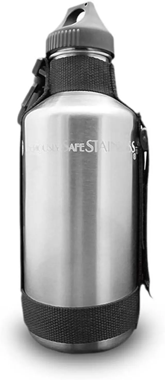 Main image of New Wave Enviro 40oz Stainless Steel Water Bottle with Strap