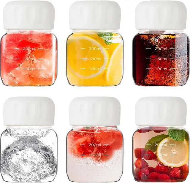 Main image of Danmu Glass Juice Bottles with Lids 10oz,Juicing Bottles Reusable Glass 100% Leakproof,Glass Bottles for Juicing,Water,Kombucha,Milk,Fruit Drinks,Milkshake,Borosilicate Glass,6 Pack,Dishwasher Safe