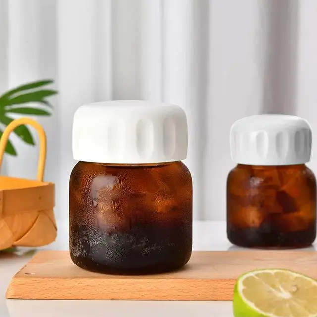 Alt view image 6 of 7 - Danmu Glass Juice Bottles with Lids 10oz,Juicing Bottles Reusable Glass 100% Leakproof,Glass Bottles for Juicing,Water,Kombucha,Milk,Fruit Drinks,Milkshake,Borosilicate Glass,6 Pack,Dishwasher Safe
