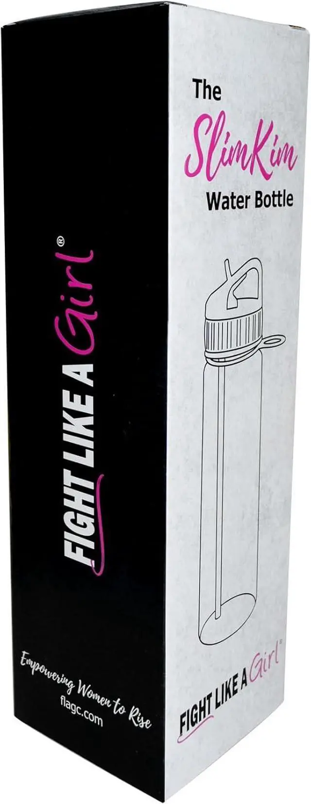 Alt view image 4 of 4 - Fight Like a Girl Brave SlimKim 30 oz Motivational Water Bottle with Time Marker & Straw for Breast Cancer Awareness - Reusable Clear Water Bottle for Workout, Gym, Travel - Hot Pink