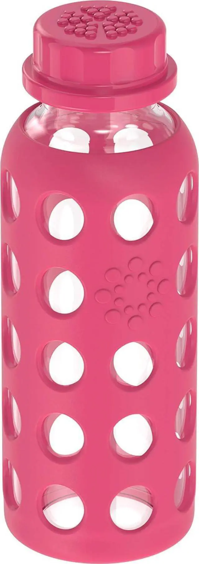 Alt view image 2 of 5 - Lifefactory 9-Ounce BPA-Free Glass Water Bottle with Flat Cap and Silicone Sleeve, Raspberry