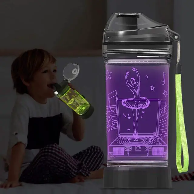 Alt view image 2 of 7 - YuanDian Light Up Kids Water Bottle with 3D LED Light- 14 OZ Tritan BPA Free - 7 Color Light Cool Drinking Cups Gift for School Kids Girl Child (Ballet)
