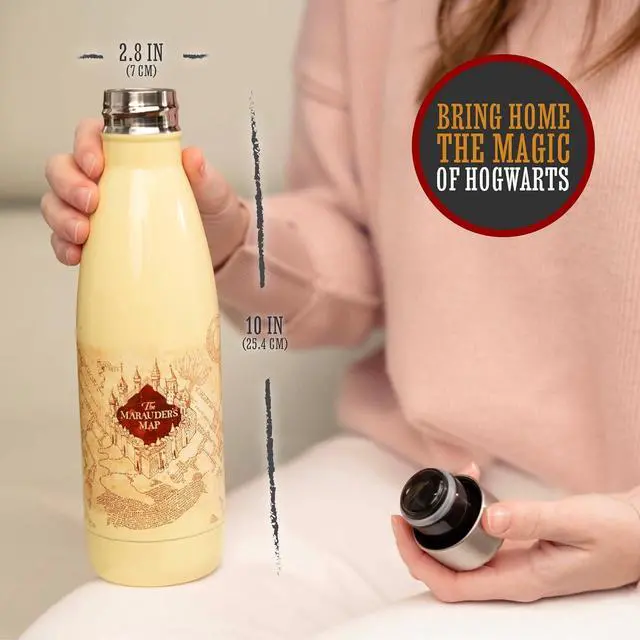 Alt view image 4 of 6 - Paladone Harry Potter Marauders Map Water Bottle - Officially Licensed Leakproof Metal Bottle for Hot and Cold Beverages, 500ml (17 oz), Gift for Potter Fans