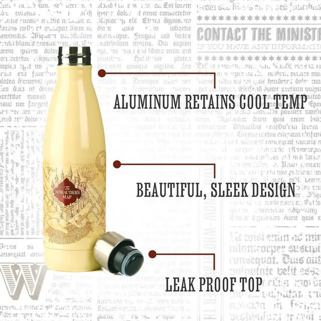Alt view image 3 of 6 - Paladone Harry Potter Marauders Map Water Bottle - Officially Licensed Leakproof Metal Bottle for Hot and Cold Beverages, 500ml (17 oz), Gift for Potter Fans