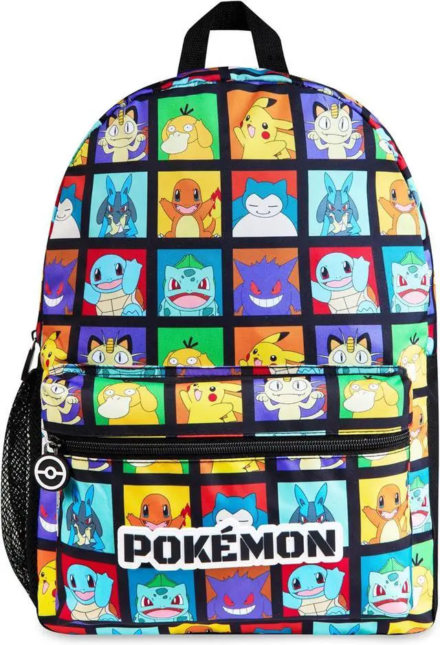 Main image of Pokemon Kids Backpack with Water Bottle Pocket for School, Sports, Travel - Anime Gifts (Multicolour)
