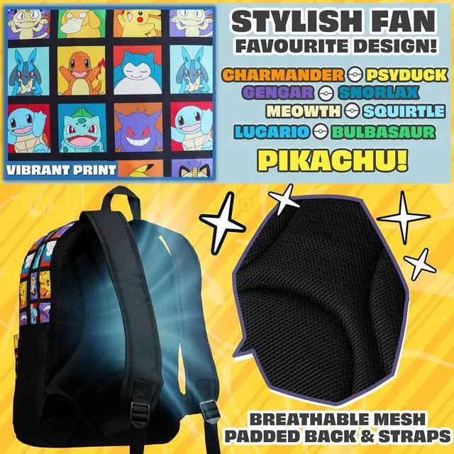 Alt view image 4 of 6 - Pokemon Kids Backpack with Water Bottle Pocket for School, Sports, Travel - Anime Gifts (Multicolour)