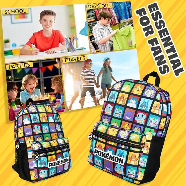 Alt view image 5 of 6 - Pokemon Kids Backpack with Water Bottle Pocket for School, Sports, Travel - Anime Gifts (Multicolour)