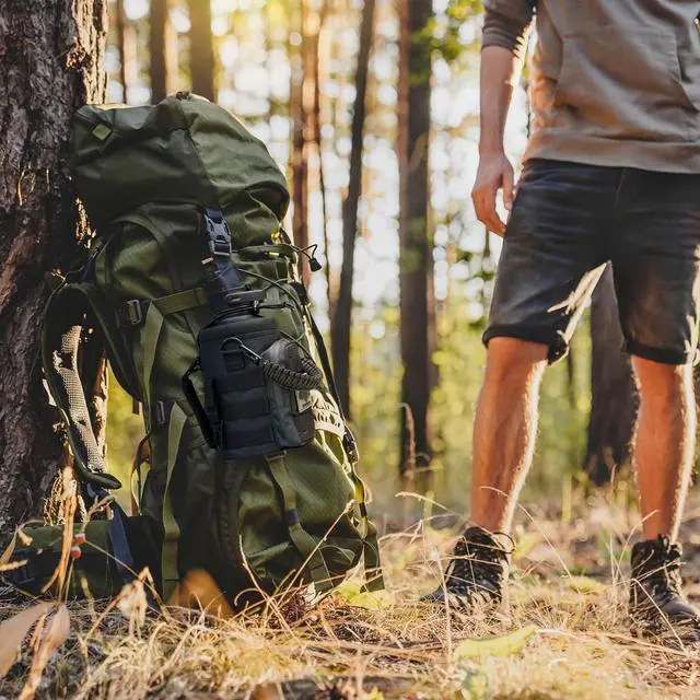 Alt view image 6 of 7 - NATURE PIONEOR Tactical Water Bottle with Carrying Molle Sleeve, Stainless Steel 18/8 Food Grade Half Gallon Jug