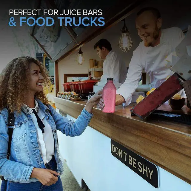 Alt view image 6 of 7 - 32 Oz Juice Bottles with Caps (6 Pack) - Reusable Clear Plastic Drink Containers for Mini Fridge - Water Bottles Bulk - Includes Labels, Brush & Funnel